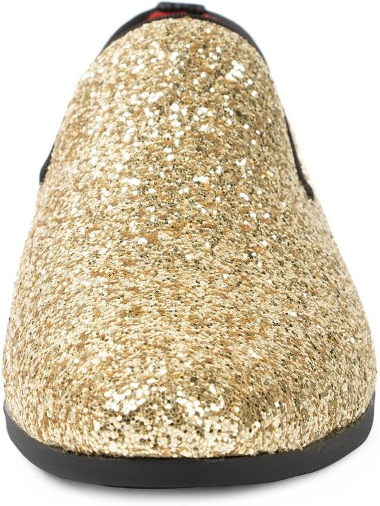 UUBARIS Men\'s Glitter Gold Elegant Tuxedo Loafers Slip on Dress Formal Shoes main image 6